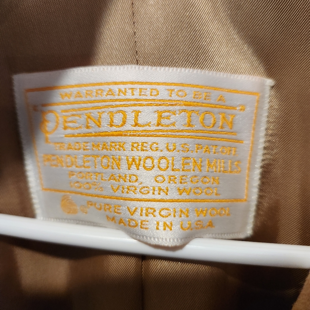 Vintage 80s Carmel Brown Pendleton USA Made Size 8 100% Virgin Wool TrenchCoat - Picture 9 of 10